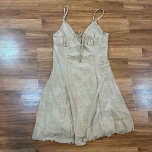 No Comment Sheer Collection Dress Tan | Women Size Large